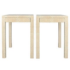 Snakeskin Embossed Leather Side Tables