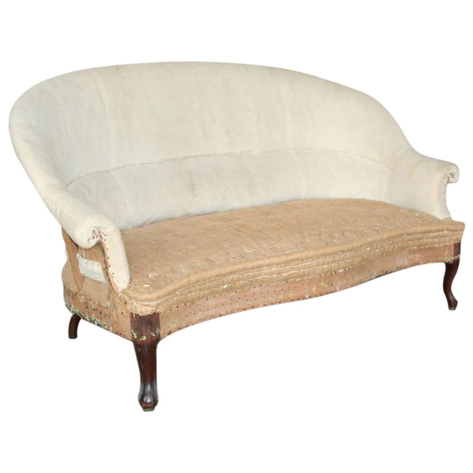 French 19th Century Settee with Curved Legs