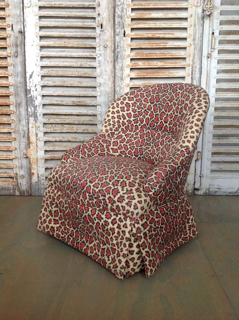 French Napoleon III Style Slipper Chair and Ottoman