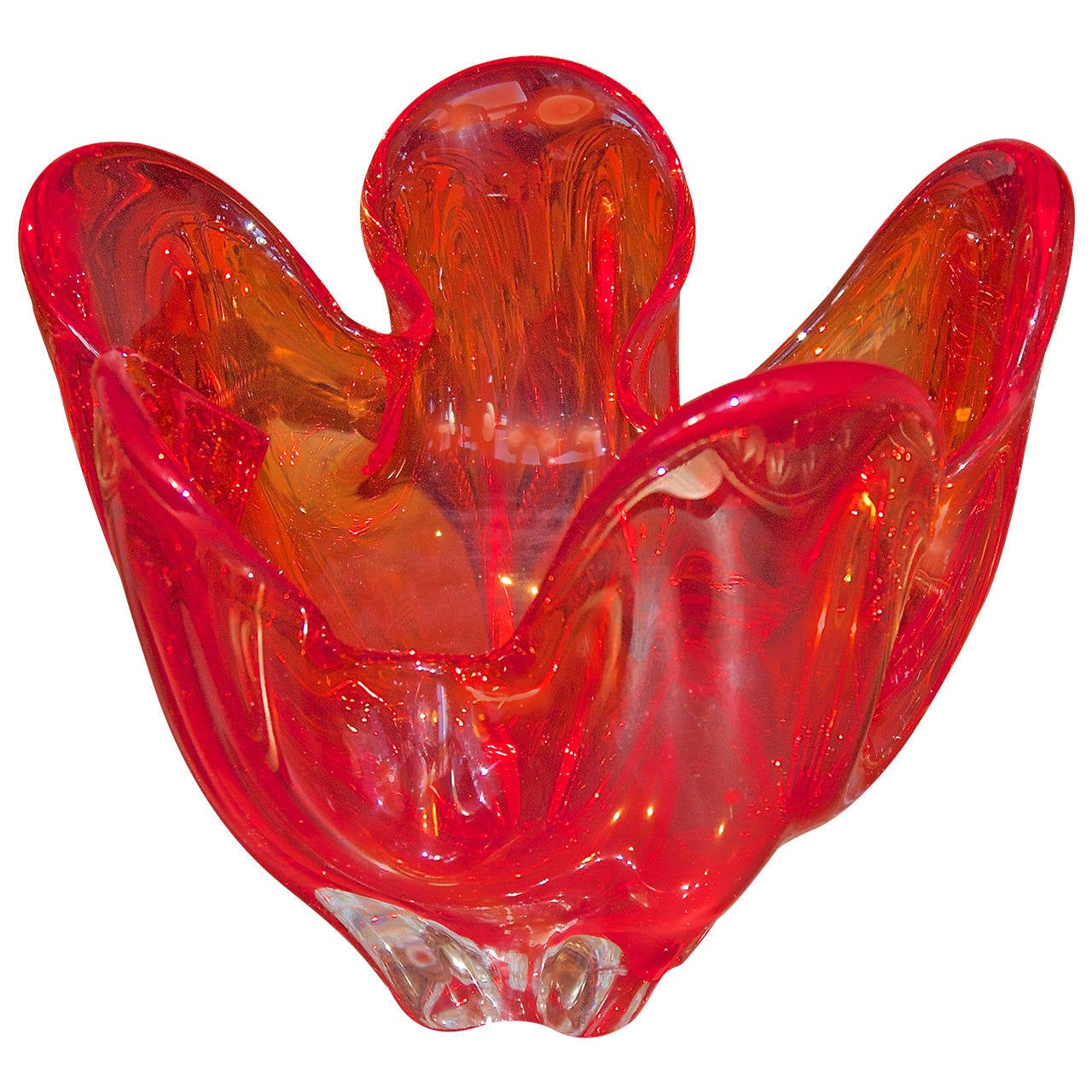 MidCentury American 'Amberina' Colored Glass Dish For Sale at 1stdibs