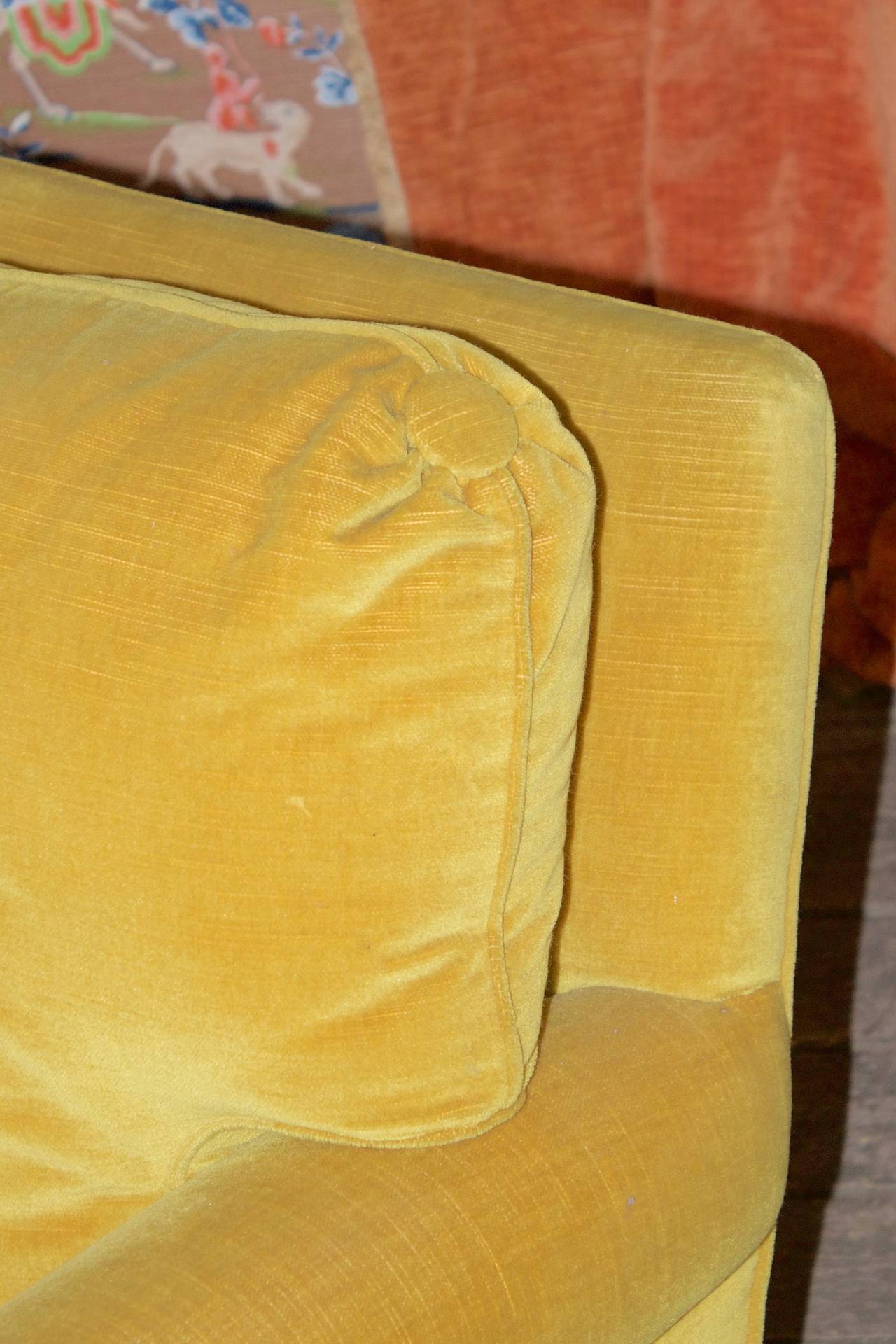 Napoleon III Gold Velvet Sofa with Fringe