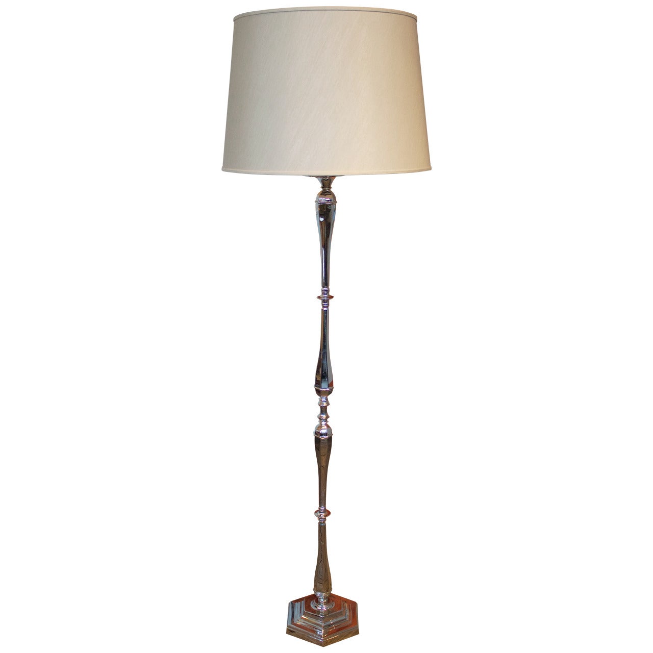 Nickel floor lamp. For Sale at 1stDibs