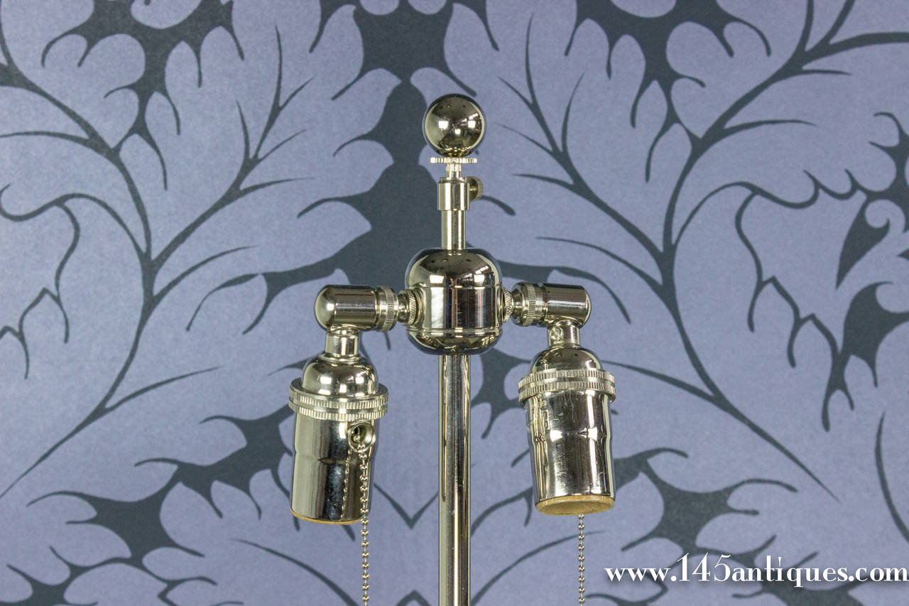 Pair of 1940s French Nickel-Plated Floor Lamps with Triangle Base