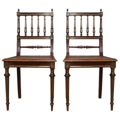 Pair of French 1900s Side Chairs with Caned Seats