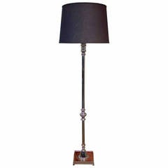 French 1940s Polished Nickel Floor Lamp with Square Base