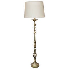 Brass and Bronze Floor Lamp, French, 1940s