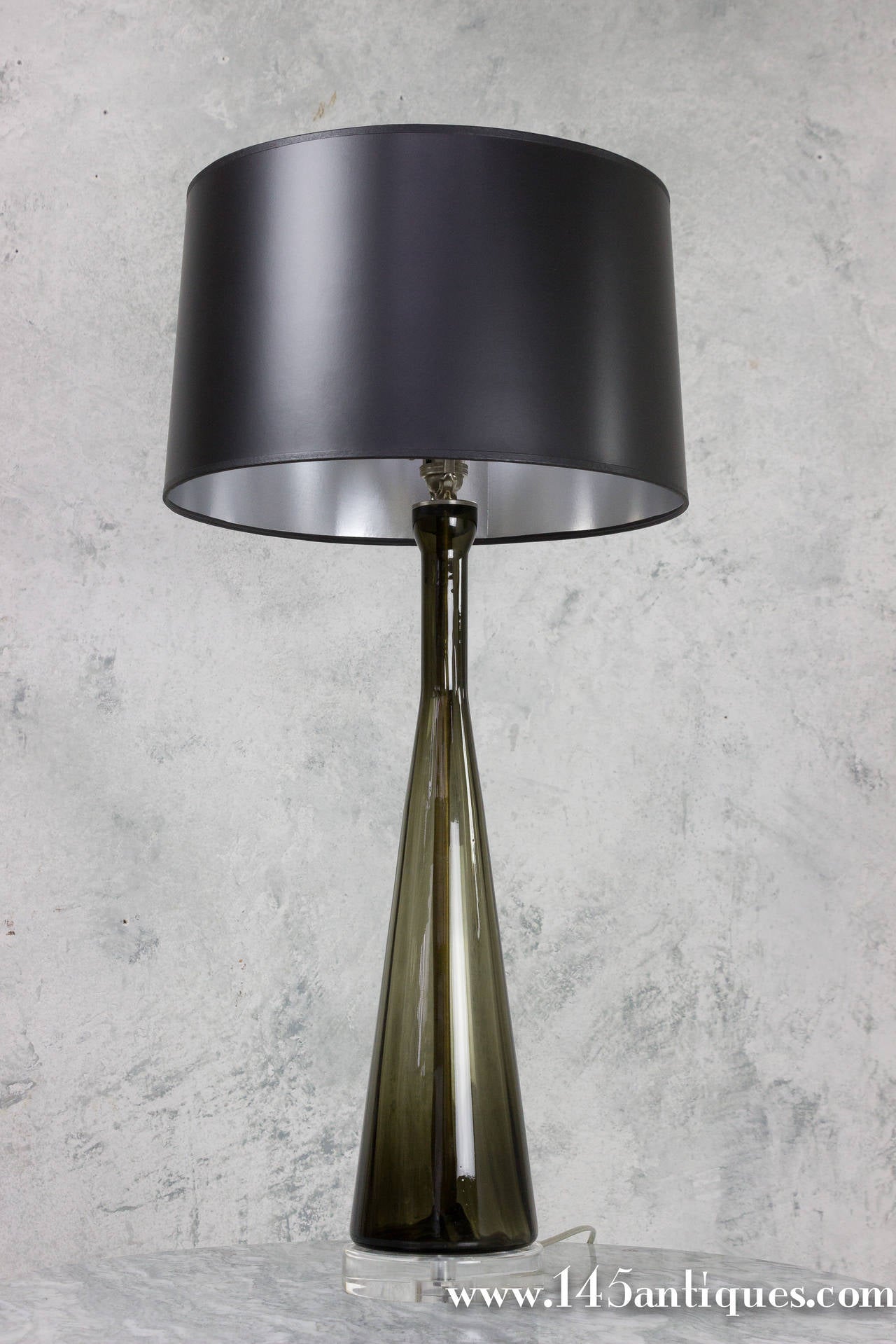 Italian Mid-Century Smoked Black Murano Table Lamp 2