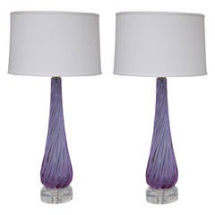 Pair of Mid-Century Murano Alexandrite Table Lamps