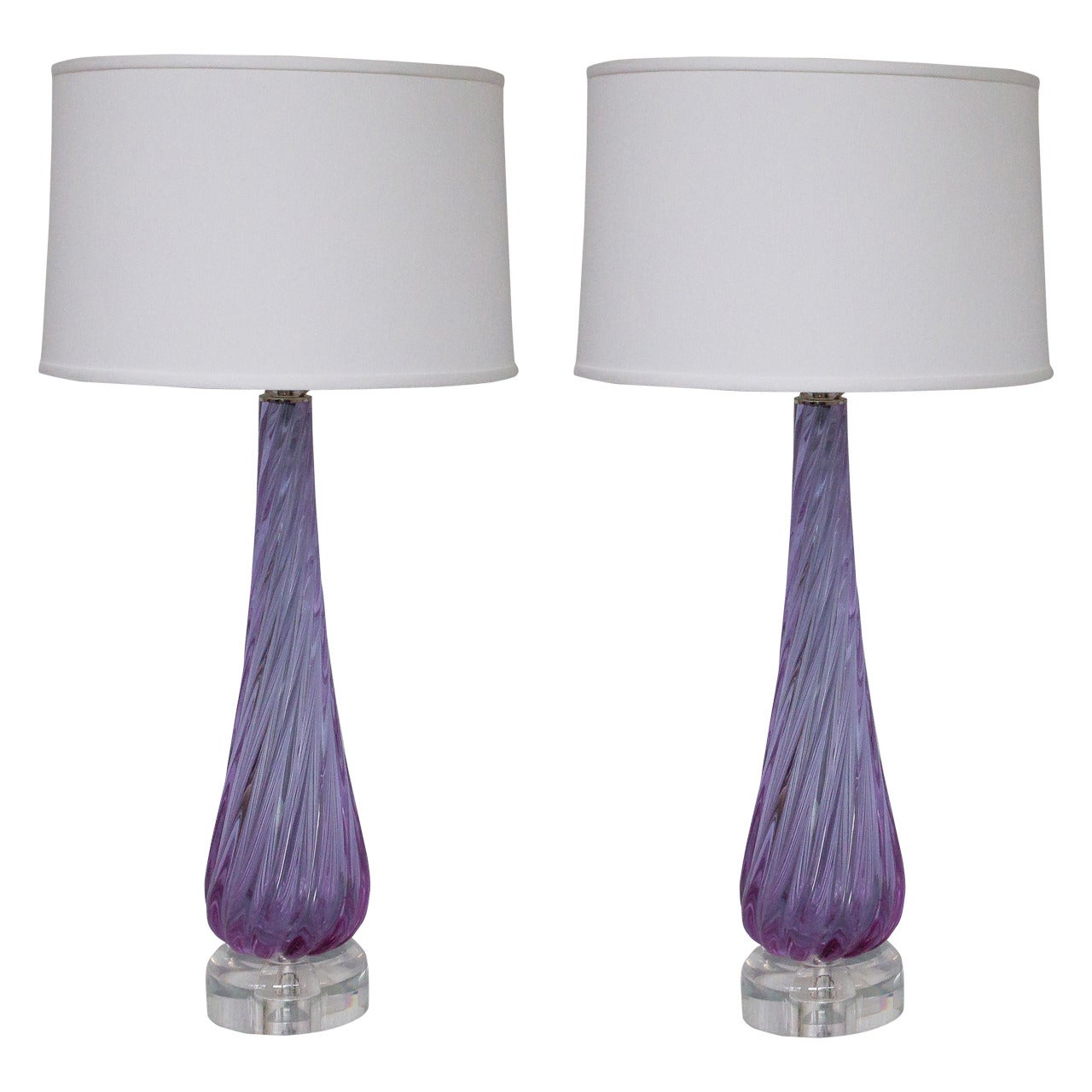 Pair of Mid-Century Murano Alexandrite Table Lamps