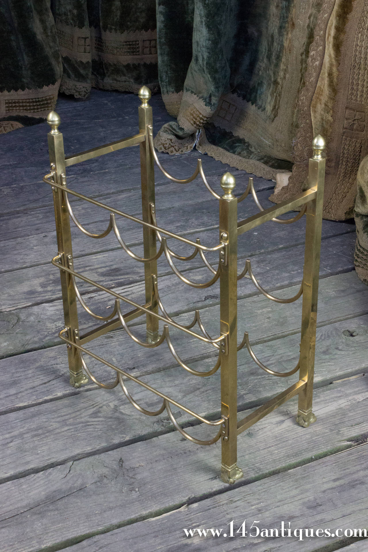 French Polished Brass Wine Rack For Sale at 1stDibs