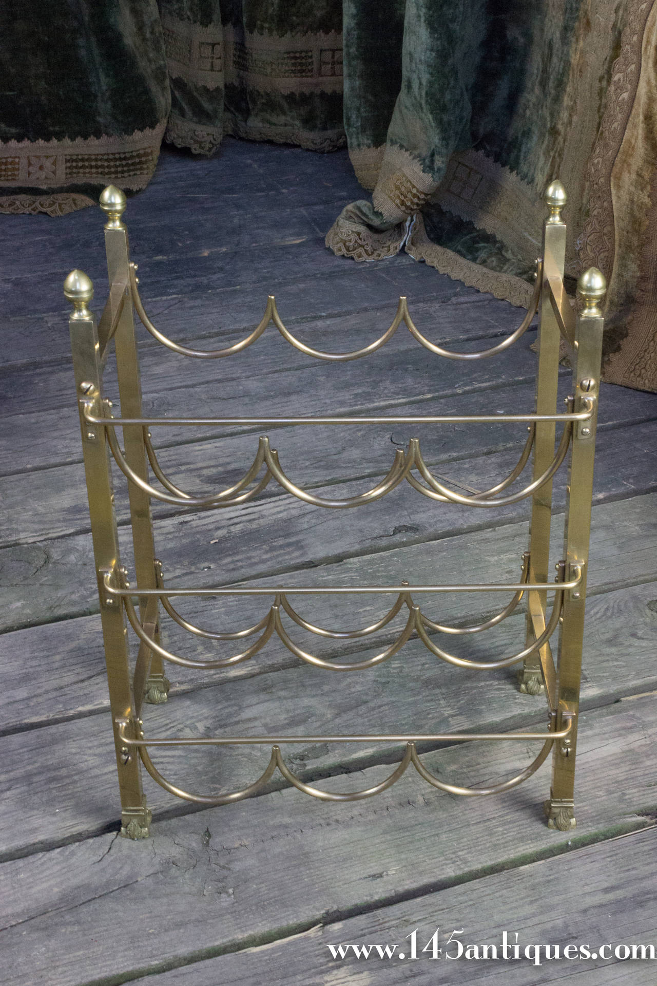 French Polished Brass Wine Rack For Sale at 1stdibs