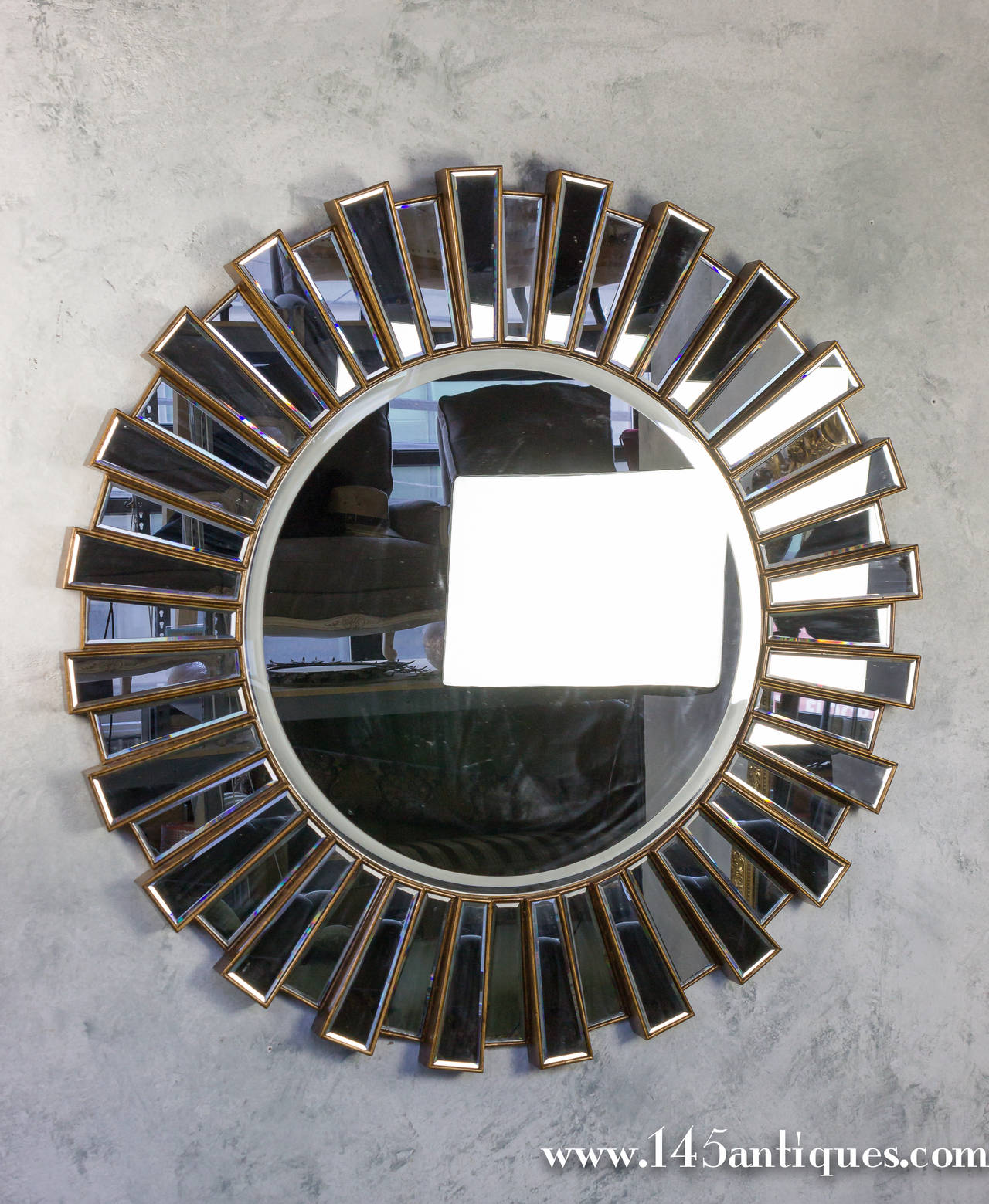 Large Round Sunburst Bevel Mirror 6