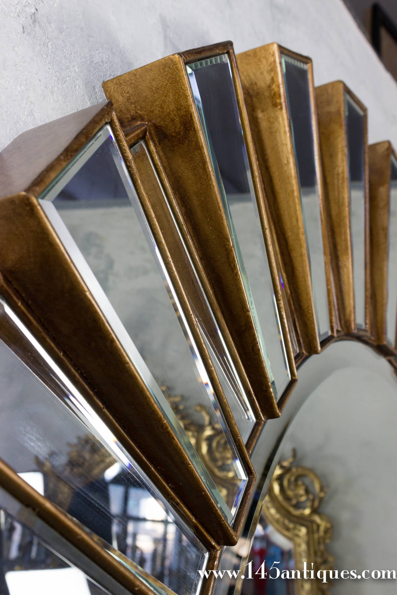 Contemporary Large Round Sunburst Bevel Mirror