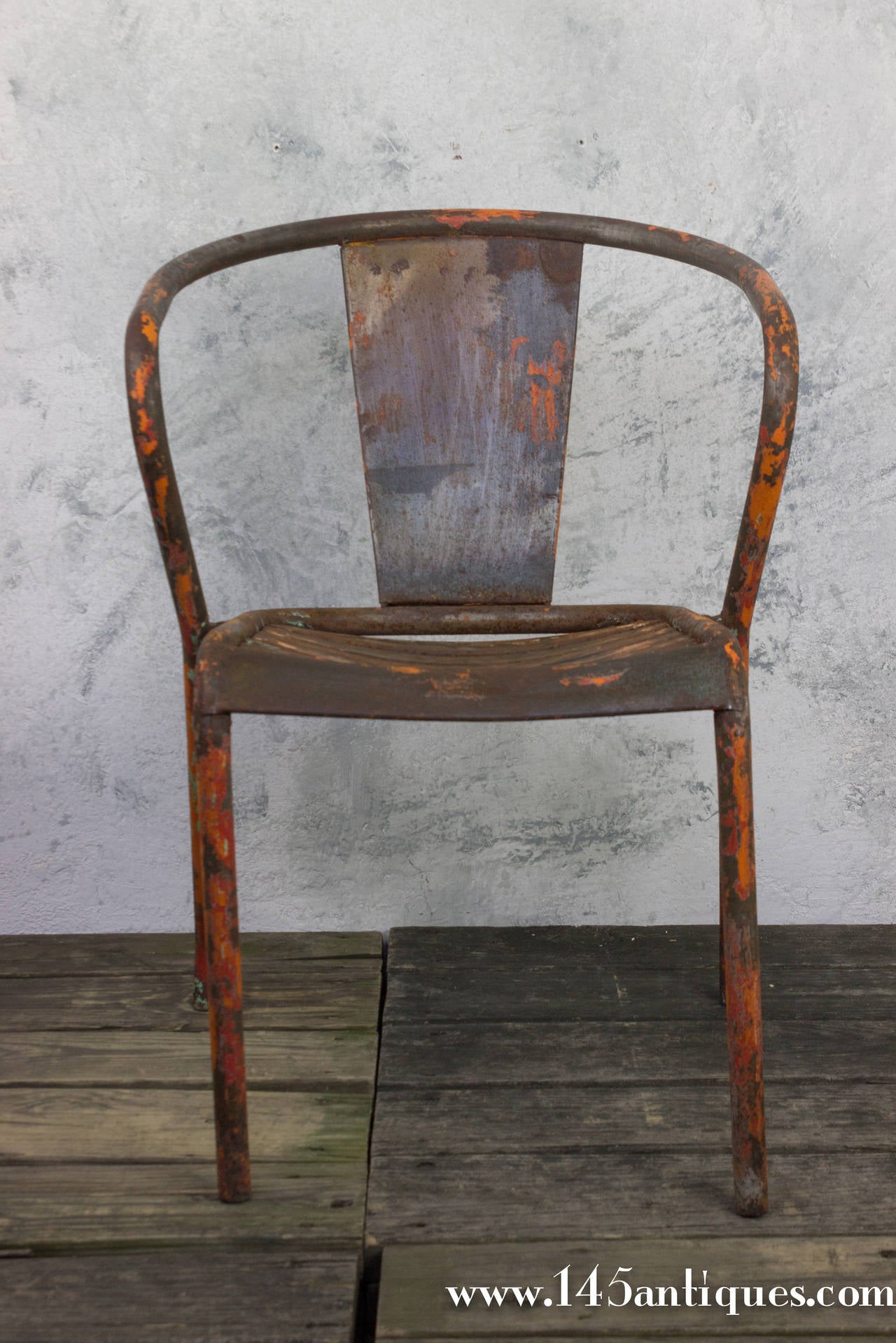 Pair of French Tolix Chairs with Original Paint Finish For Sale at 1stdibs