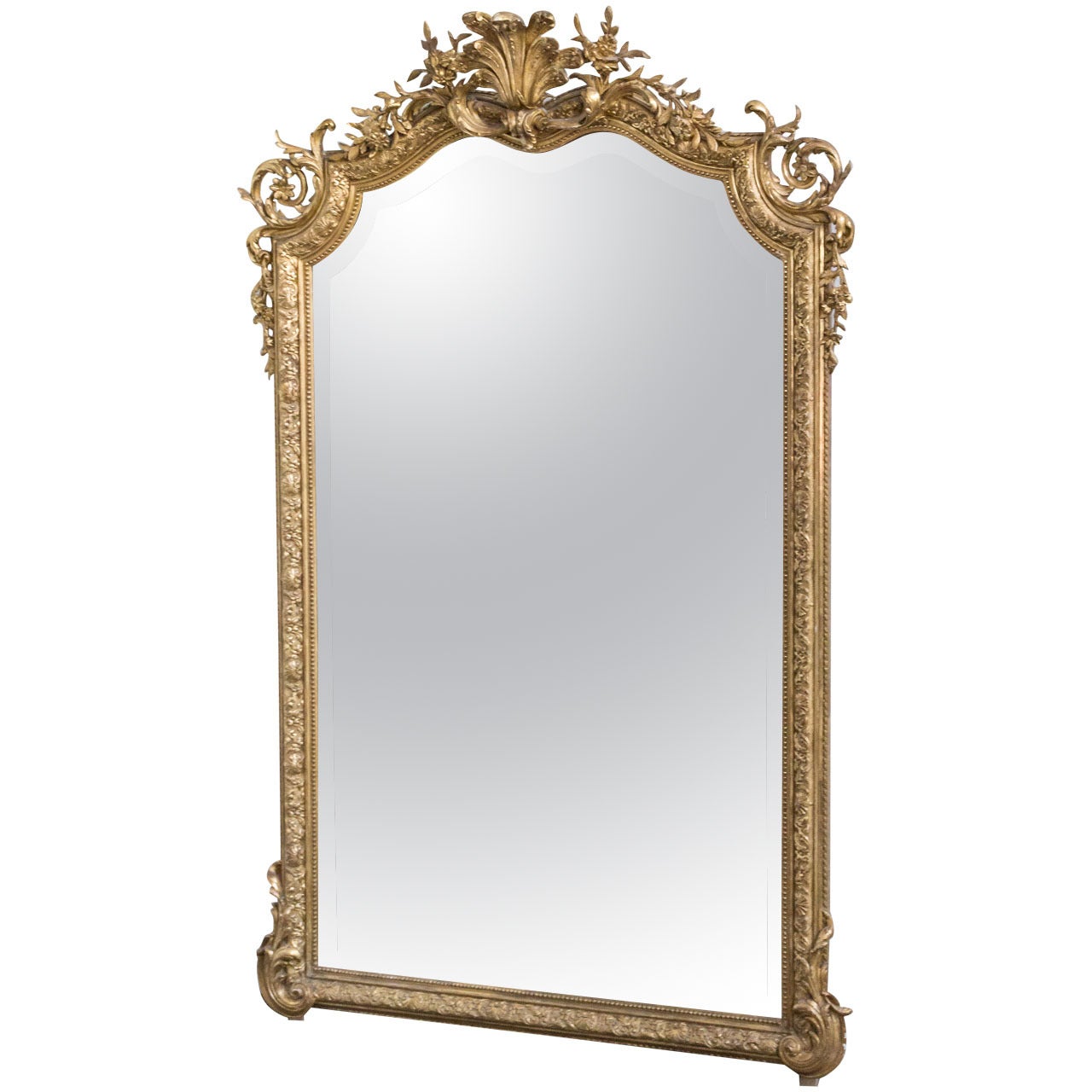 Ornate 19th Century French Gilt Framed Beveled Mirror