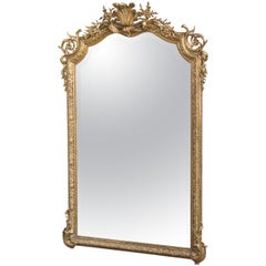 Antique Ornate 19th Century French Gilt Framed Beveled Mirror