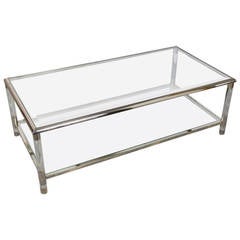 1960s Rectangular Lucite and Glass Coffee Table
