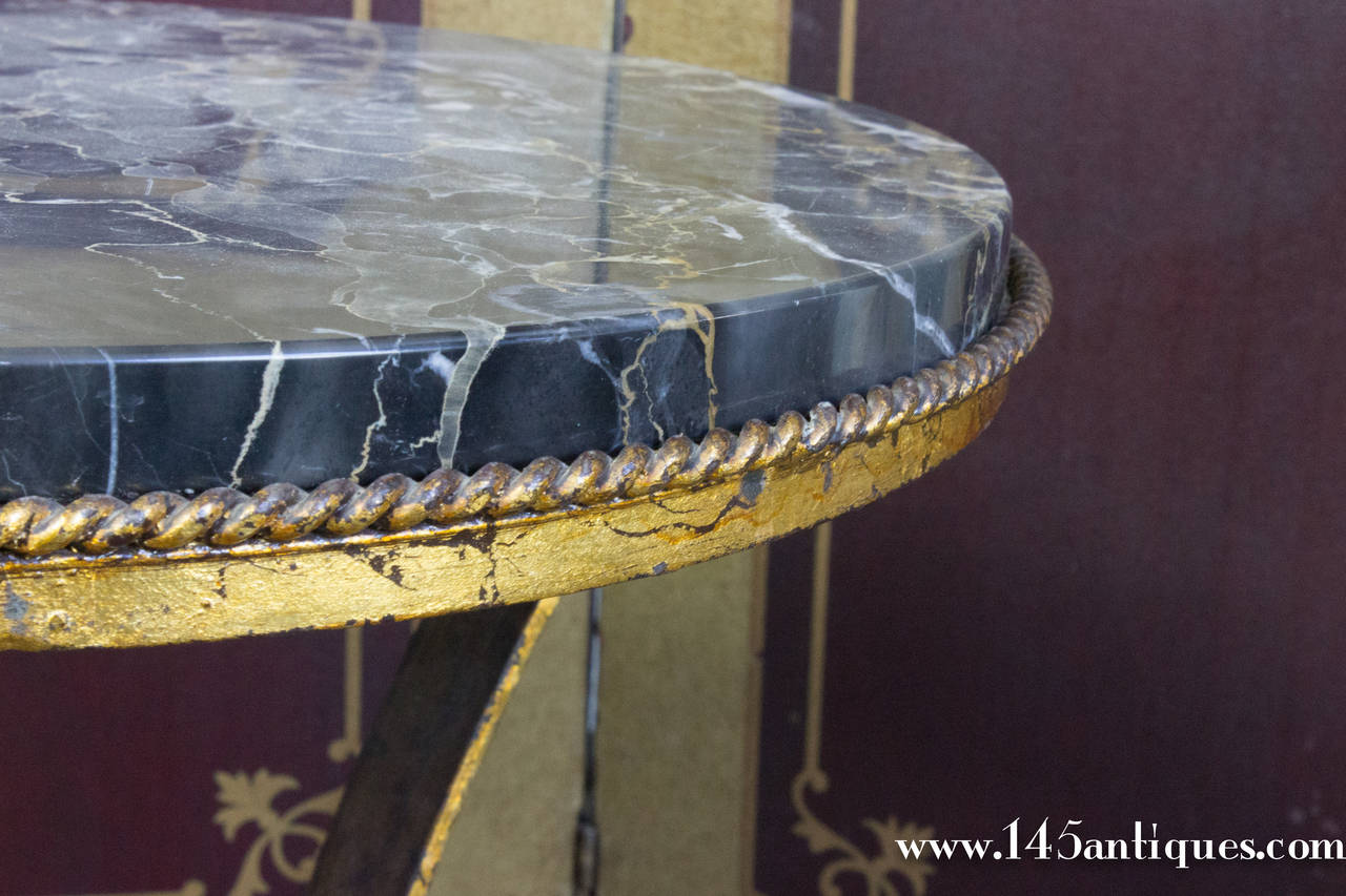 Round Spanish Coffee Table with Marble Top