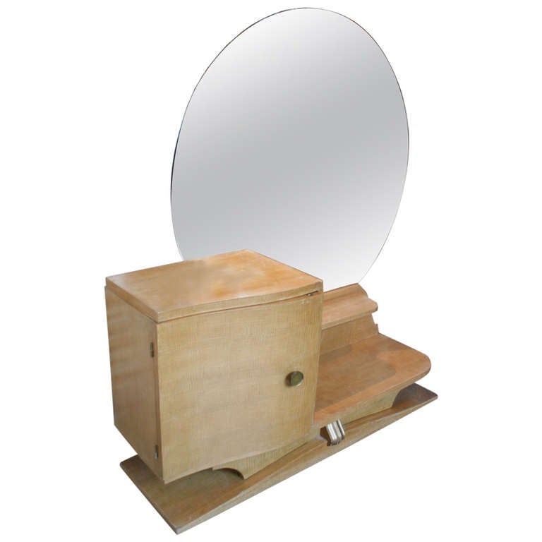 French 1930s Sycamore Vanity With Round Mirror For At 1stdibs French 1930s Sycamore Vanity With Round Mirror For