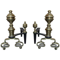 Vintage Pair of French Bronze Fireplace Andirons