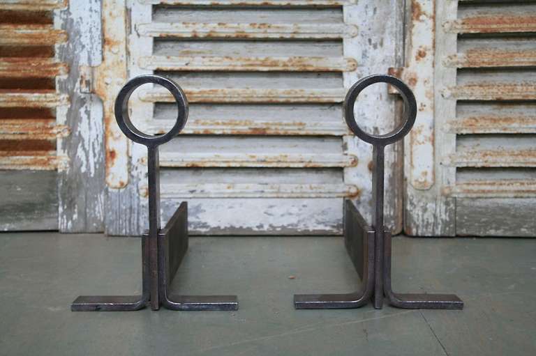 Vintage French Polished Iron Fireplace Set 3