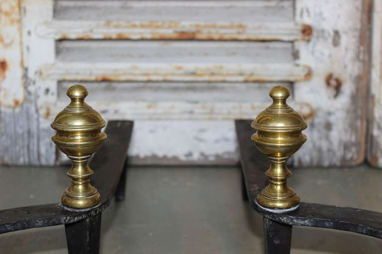 20th Century Pair of French Bronze Fireplace Andirons