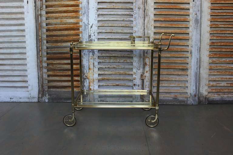 French Rolling Brass Bar Cart