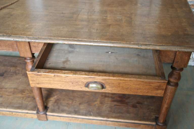 Oak French Draper's Table with Single Drawer