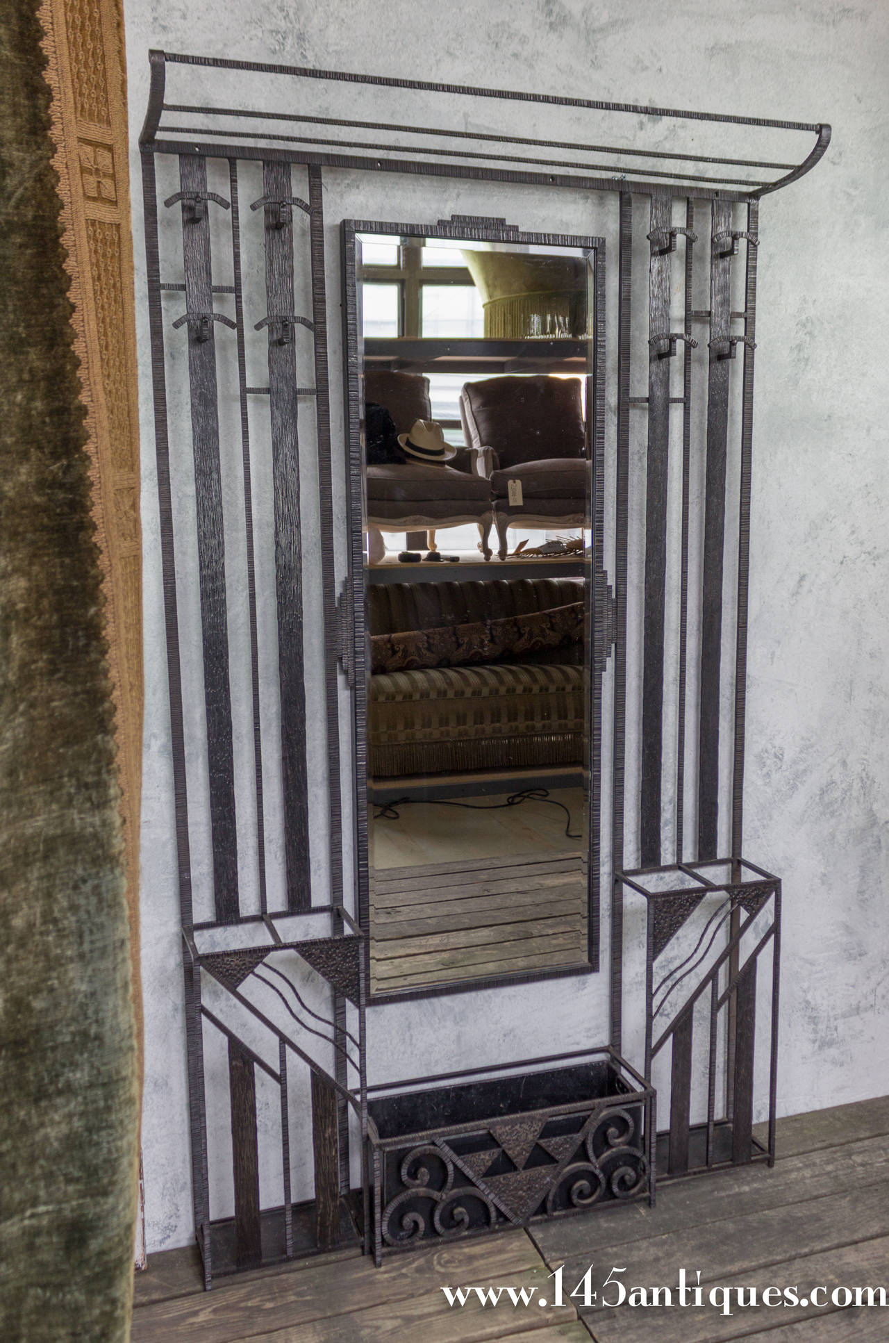 French Art Deco Wrought Iron Coat Rack at 1stDibs