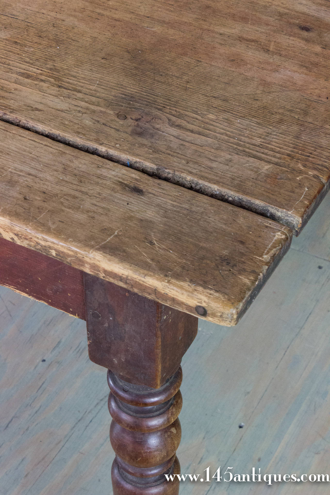 French Oak Farm Table with Turned Legs 2