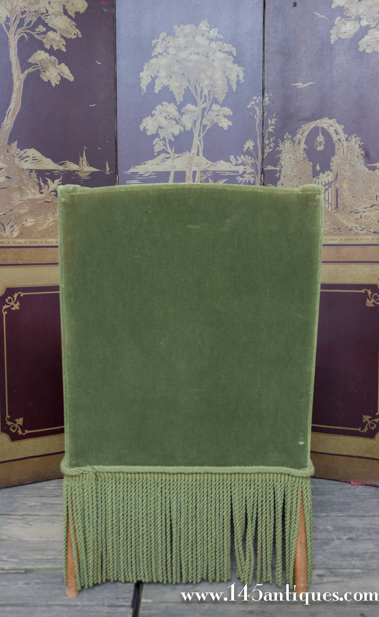 Pair of Slipper Chairs in Green Velvet 1