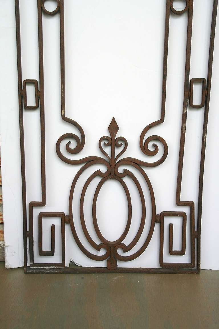 Art Deco Pair of French Wrought Iron Door Guards For Sale
