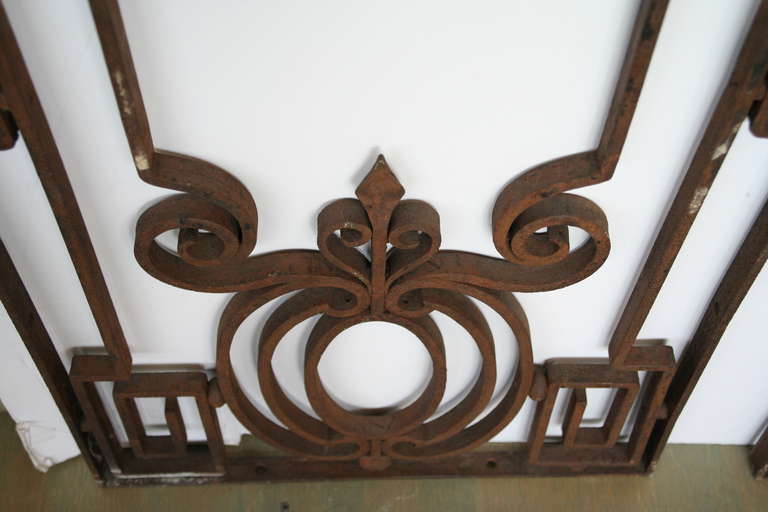 20th Century Pair of French Wrought Iron Door Guards For Sale
