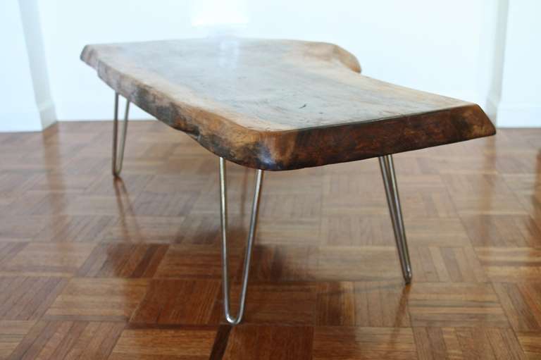 Mid-Century Modern Walnut Coffee Table with Hairpin Legs