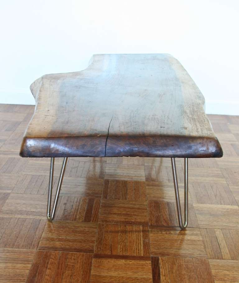 Mid-20th Century Walnut Coffee Table with Hairpin Legs