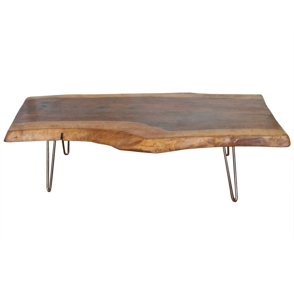 Walnut Coffee Table with Hairpin Legs