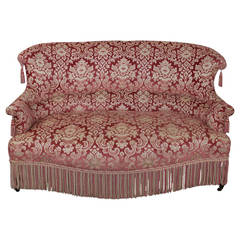 19th Century French Napoleon III Settee with Red Velvet and Bullion Fringe 10