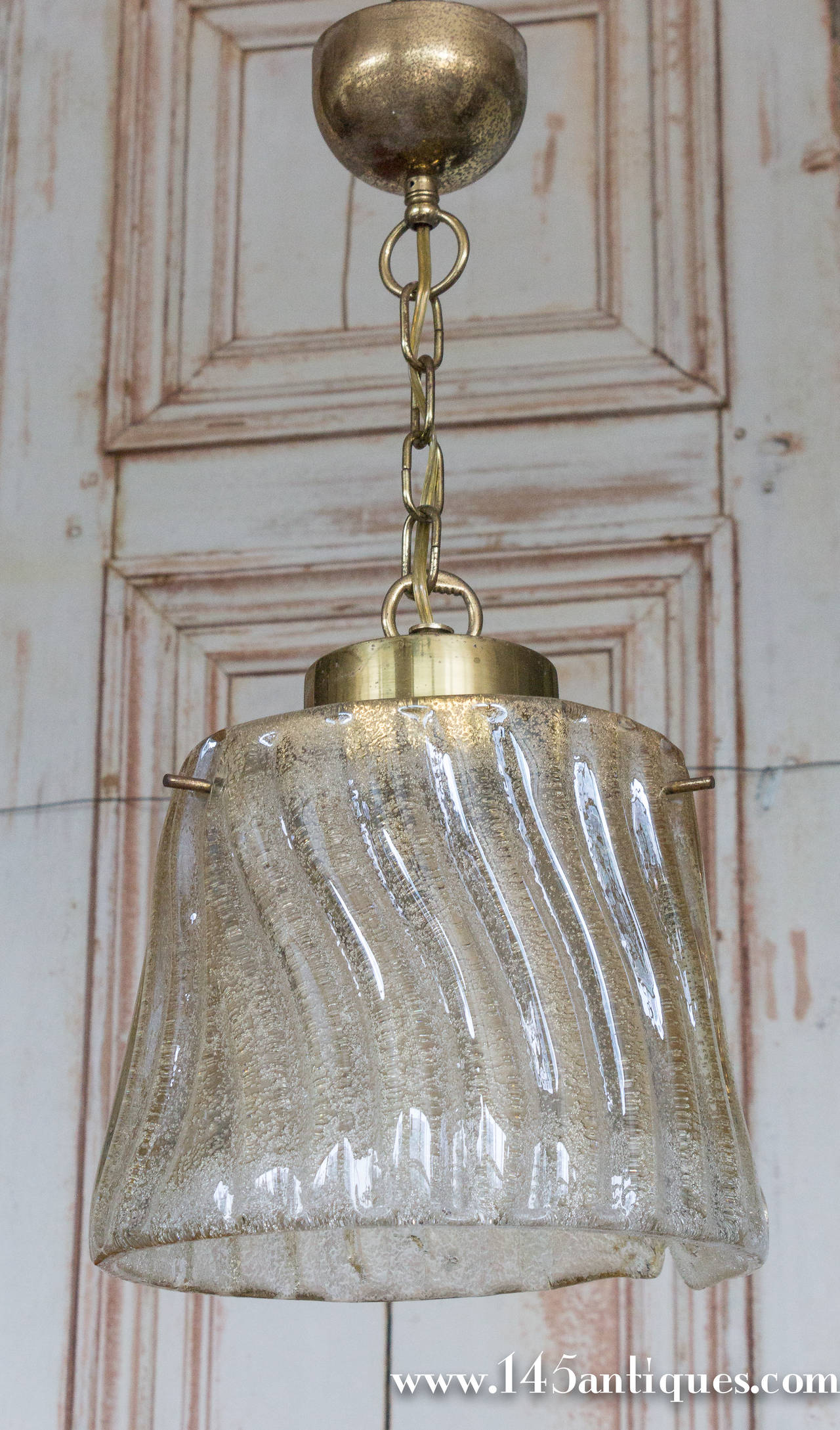 Small Italian Glass Chandelier with Gold Flecks 1