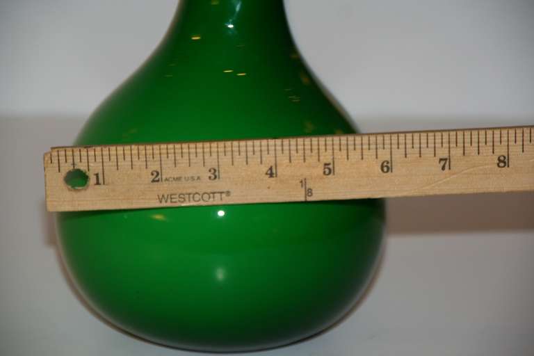 green glass vase made in italy