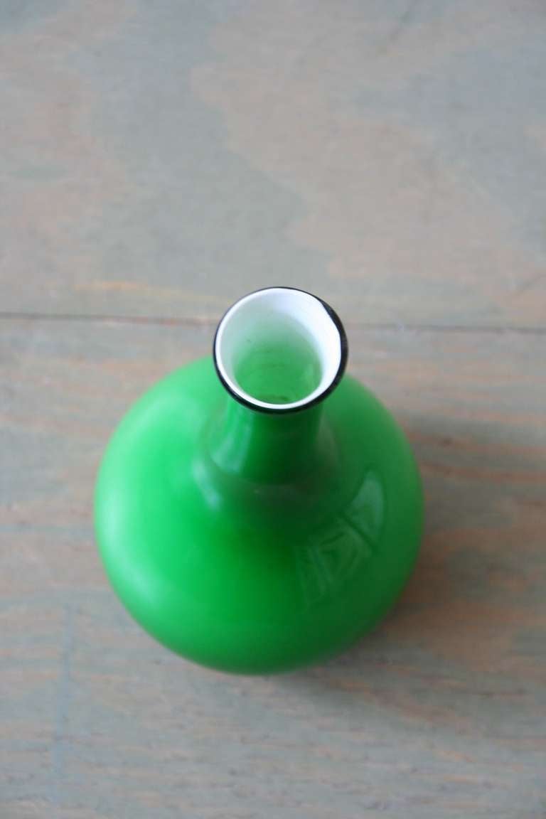green cased glass vase