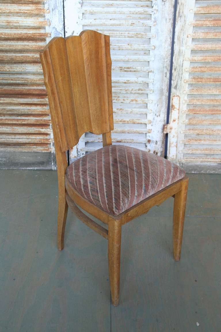 French Set of Six Linen Fold Oak Side Chairs