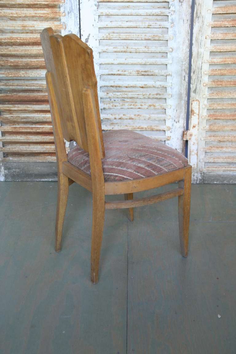 Mid-20th Century Set of Six Linen Fold Oak Side Chairs
