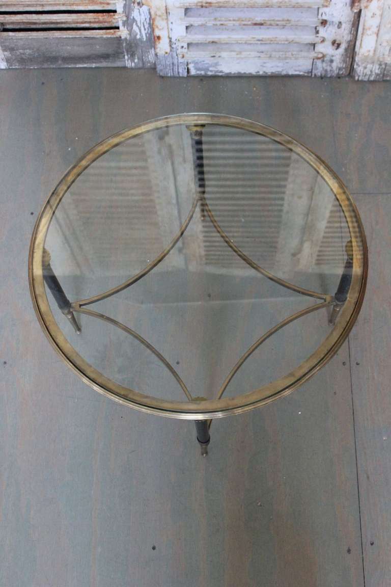 Mid-20th Century French 1950’s Round Bronze Coffee Table with Glass Top
