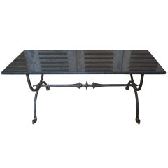 Spanish 1940s Wrought Iron Coffee Table with Black Granite Top