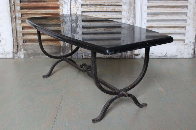 Spanish Wrought Iron Coffee Table with Marble Top