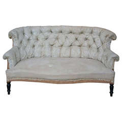 French 19th Century Napoleon III Tufted Settee in Muslin