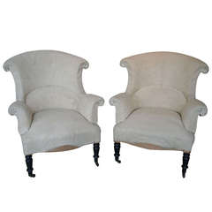 19th Century Pair of Scrolled Back, Napoleon III Armchairs 5
