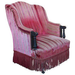 Unusual French Armchair in Faded Red Velvet 1