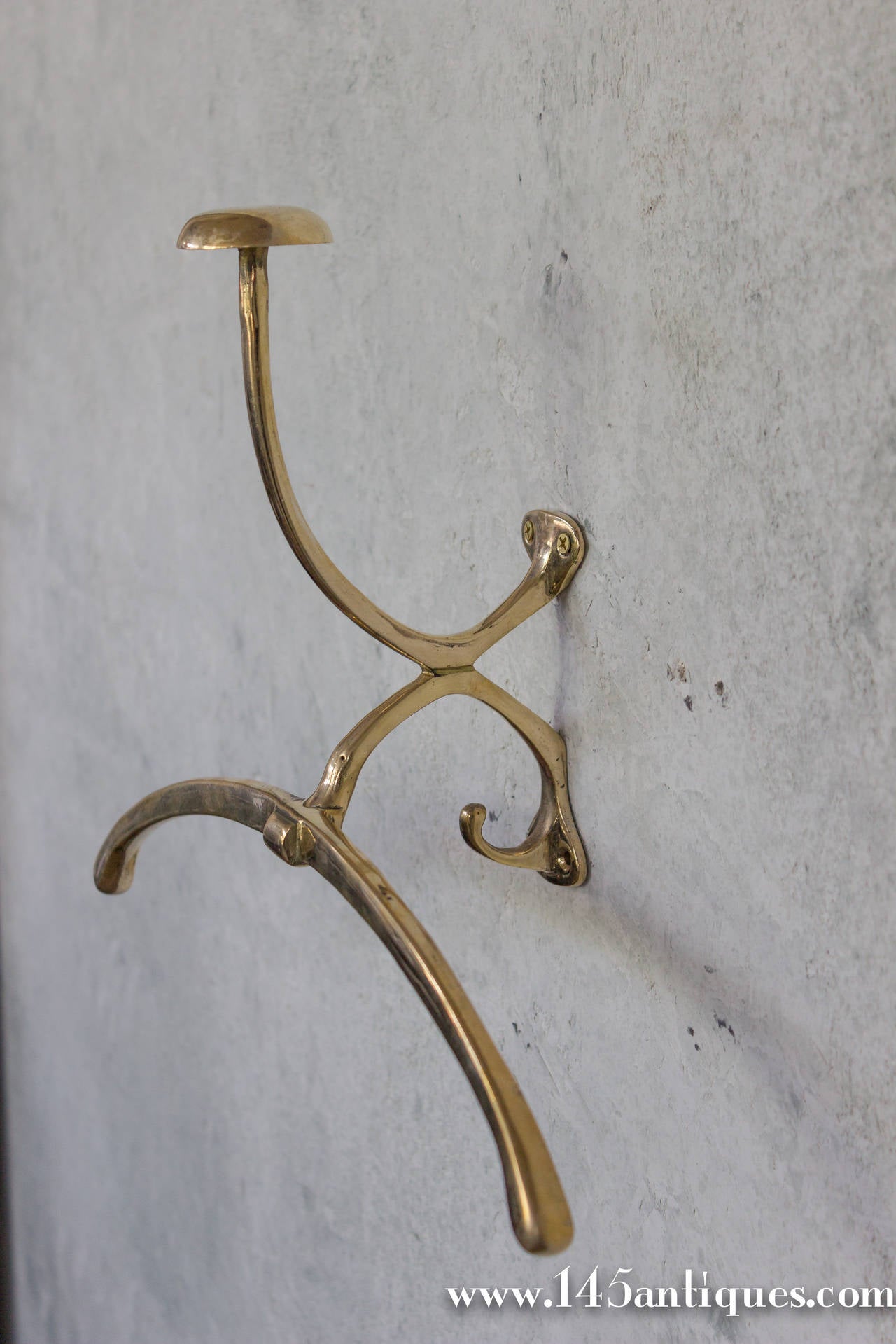 Pair Elegant Brass Hat and Coat Hooks 1