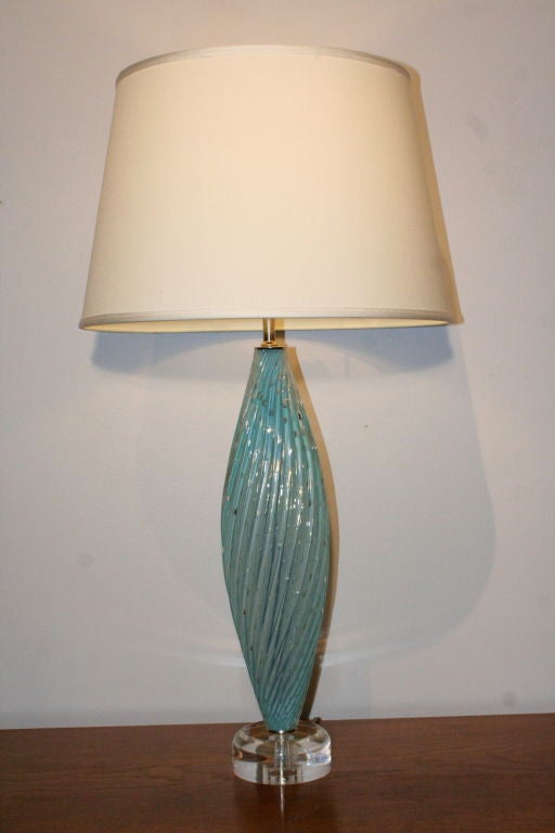 Pair of Beautiful Blue Murano Lamps